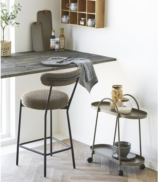 Hnědá čalouněná barová židle (výška sedáku 65 cm) Badalona – House Nordic