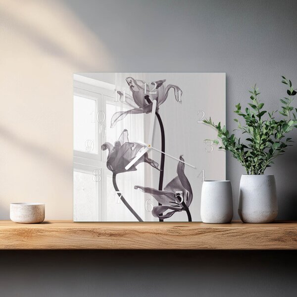 Skleněné hodiny Květiny zskb-30x30-00084167