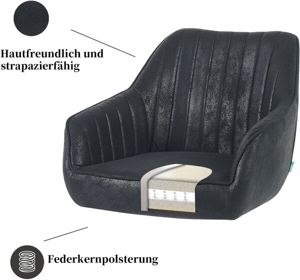 Jídelní židle - Sada židlí - Designové židle - Otočné židle - Černé kožené potahy (umělá kůže)