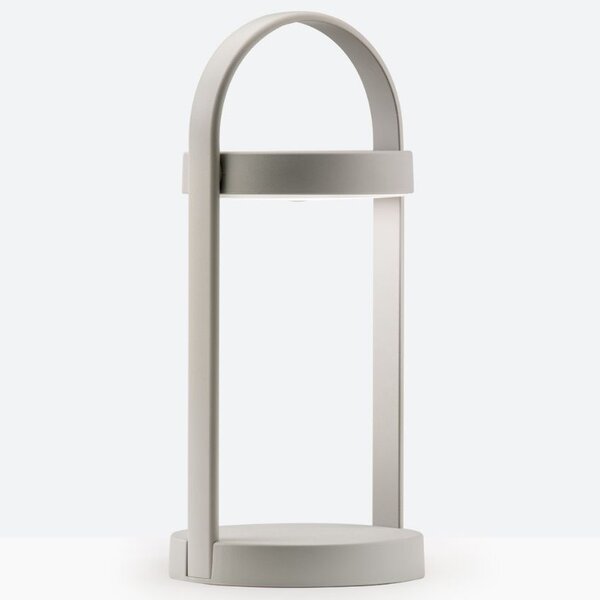 Pedrali Stříbrná kovová bezdrátová stolní LED lampa Giravolta 33 cm