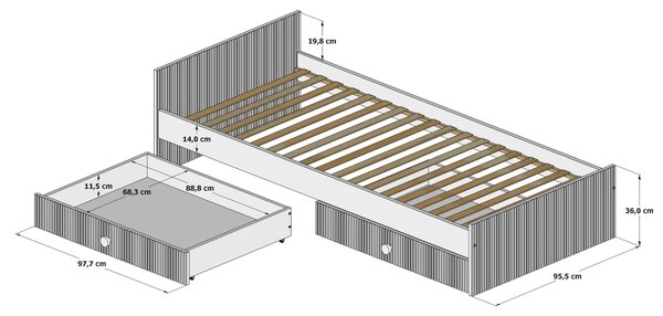 Dětská postel Loft Velikost postele: 160x80, Barevné provedení: Kašmír, Provedení postele: Bez šuplíku