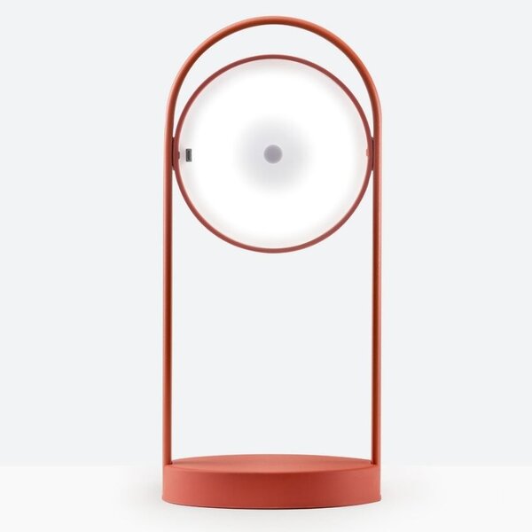 Pedrali Červená kovová bezdrátová stolní LED lampa Giravolta 33 cm
