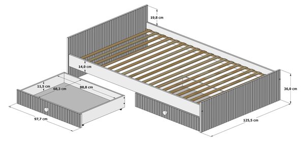 Dětská postel Loft Velikost postele: 160x80, Barevné provedení: Kašmír, Provedení postele: Bez šuplíku