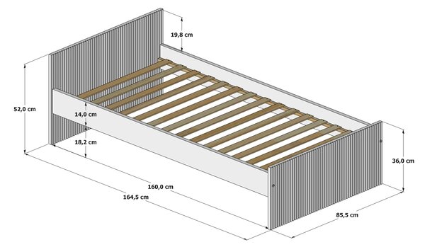 Dětská postel Loft Velikost postele: 160x80, Barevné provedení: Kašmír, Provedení postele: Bez šuplíku