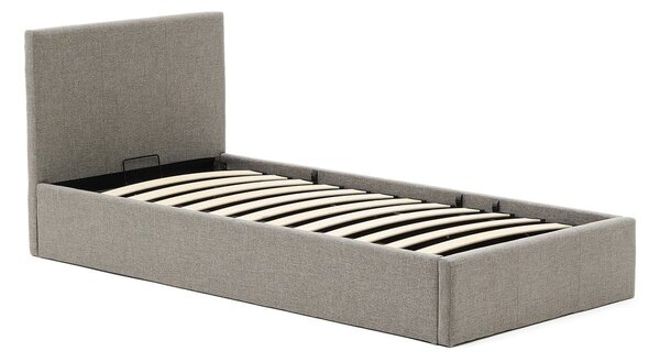 Šedá čalouněná jednolůžková postel s úložným prostorem s roštem 90x200 cm Nahiri – Kave Home