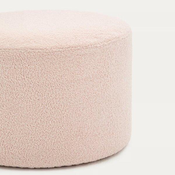 Růžový bouclé taburet Kave Home Kaeli 60 cm