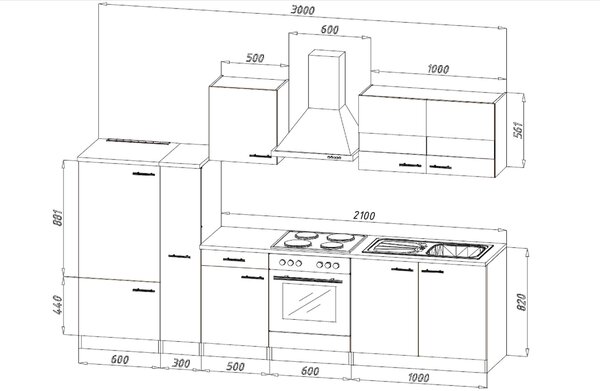 KUCHYŇSKÝ BLOK 300 cm Respekta - Online Only kuchyňské linky, Online Only
