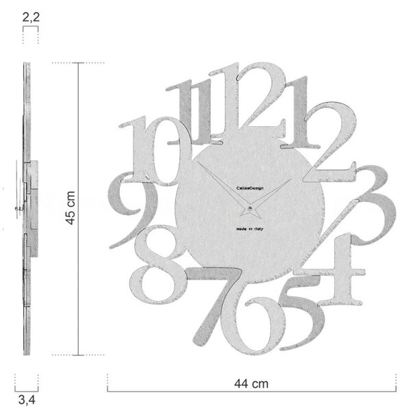 Designové hodiny 10-020n CalleaDesign Russel 45cm (více dekorů dýhy) Dýha tmavý dub - 83
