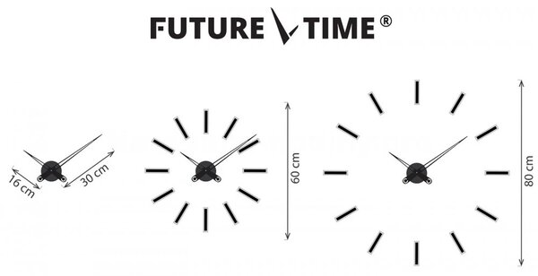 Designové nalepovací hodiny Future Time FT9600BK Modular black 60cm
