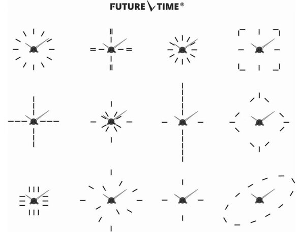 Designové nalepovací hodiny Future Time FT9600BK Modular black 60cm