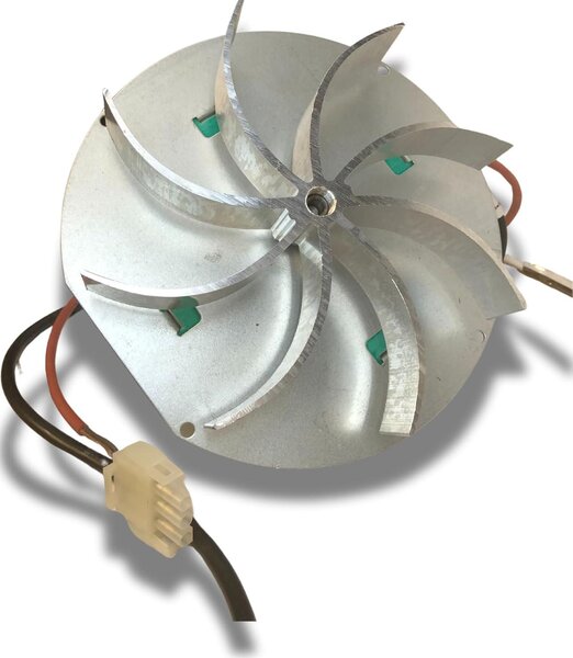 Sací ventilátor pro peletové kamna s motorem EcoFit 2RECA3, model FANDIS VFCA23, výška ventilátoru 25 mm, výkon 23/27 watt, průměr ventilátoru 150 mm