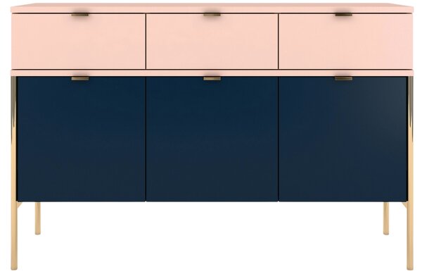 Modro růžová komoda Skandica Polka se zlatou podnoží 120 x 37 cm