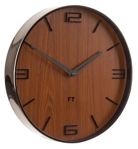 Designové nástěnné hodiny Future Time FT3010TT Flat walnut titanium 30cm
