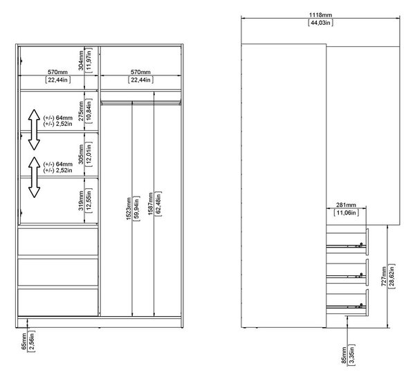 Šatní skříň v dekoru dubu s posuvnými dveřmi v přírodní barvě 119x200x60 cm Naia – Tvilum