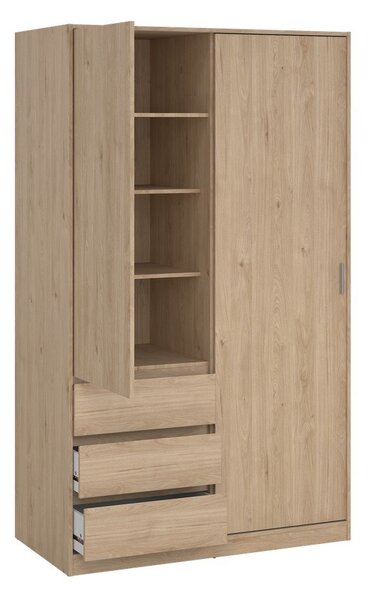 Šatní skříň v dekoru dubu s posuvnými dveřmi v přírodní barvě 119x200x60 cm Naia – Tvilum