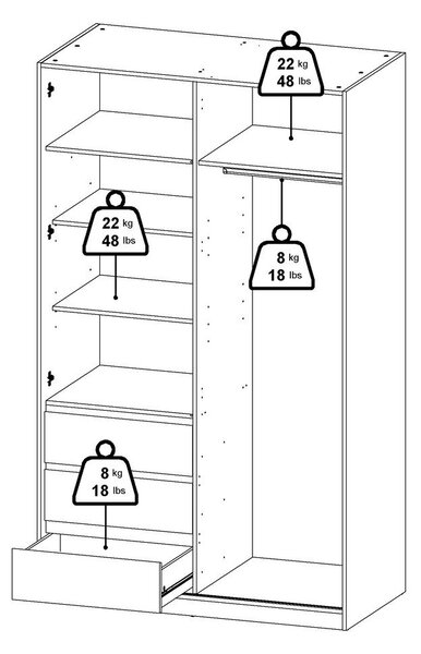 Šatní skříň v dekoru dubu s posuvnými dveřmi v přírodní barvě 119x200x60 cm Naia – Tvilum