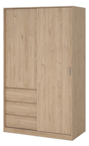 Šatní skříň v dekoru dubu s posuvnými dveřmi v přírodní barvě 119x200x60 cm Naia – Tvilum