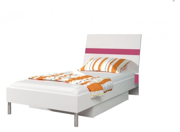 Dětská postel DARCY P1, 90x200, bílá/růžová lesk