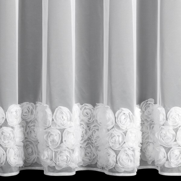 ZÁCLONA NA KROUŽCÍCH EVA MINGE ROSES4 350X160 CM BÍLÁ