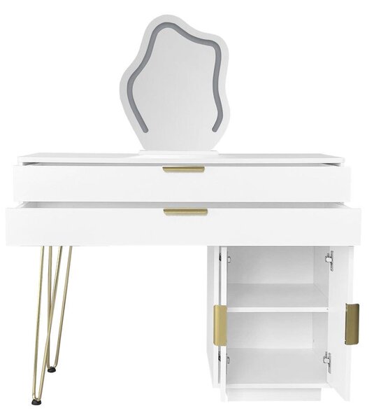 Kosmetický stolek - Toaletní stolek - Stolek na líčení - Moderní design - Bílá barva - Výsuvná konstrukce