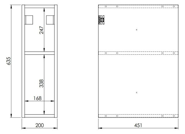 Elita Look skříňka 20x45.1x63.5 cm boční závěsná černá RE110200027160