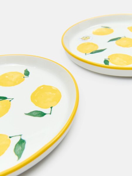 Sinsay - Keramické talíře s motivem citronů 2 pack - vícebarevná