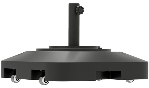 Stojan na slunečník Outsunny do 25 kg, plnitelný s kolečky, čtvercový držák slunečníku, stabilizátor pro slunečníky s průměrem Ø38/48 mm, vhodný na ba