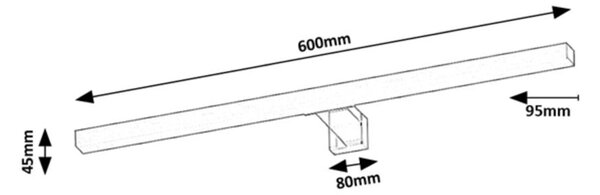Koupelnové nástěnné LED svítidlo OLIRO černá, šířka 60 cm