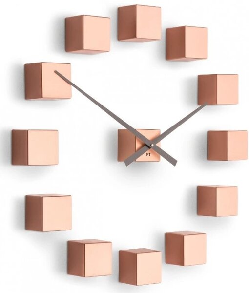 Designové nástěnné nalepovací hodiny Future Time FT3000CO Cubic copper