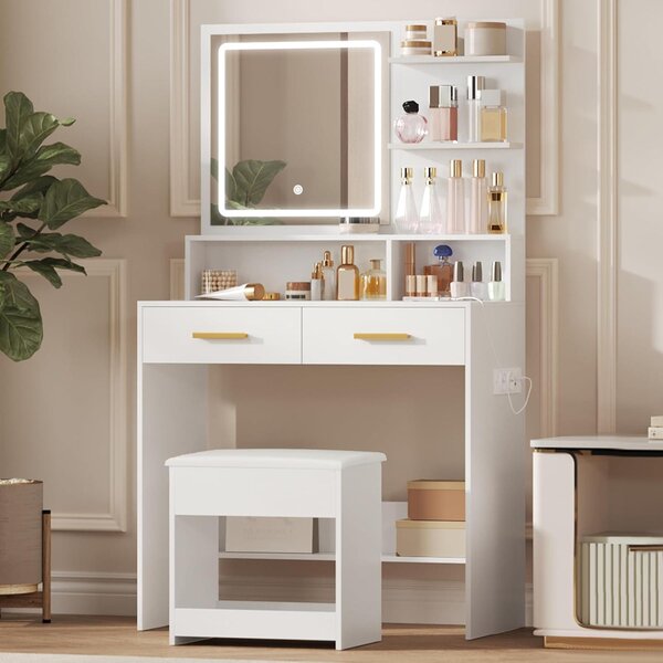 Kosmetický stolek s elegantním designem a kompaktními rozměry, ideální do ložnice – moderní nábytek