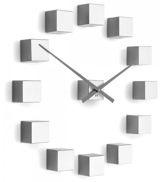 Designové nástěnné nalepovací hodiny Future Time FT3000SI Cubic silver