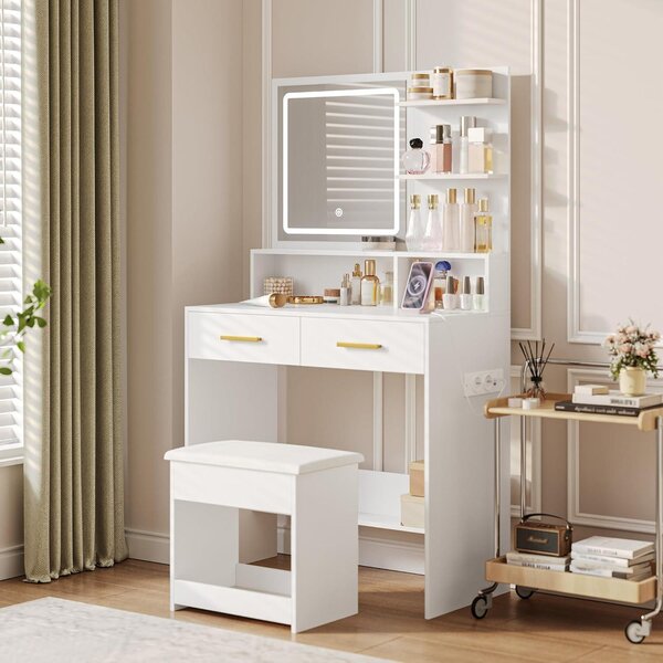 Kosmetický stolek s elegantním designem a kompaktními rozměry, ideální do ložnice – moderní nábytek