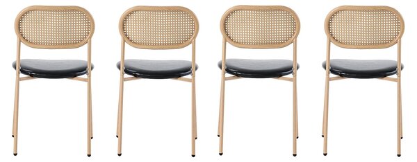 Jídelní židle - Židle - Designové židle - Sada 4 kusů - Oválné opěradlo - Sedák z umělé kůže - Kovové nohy