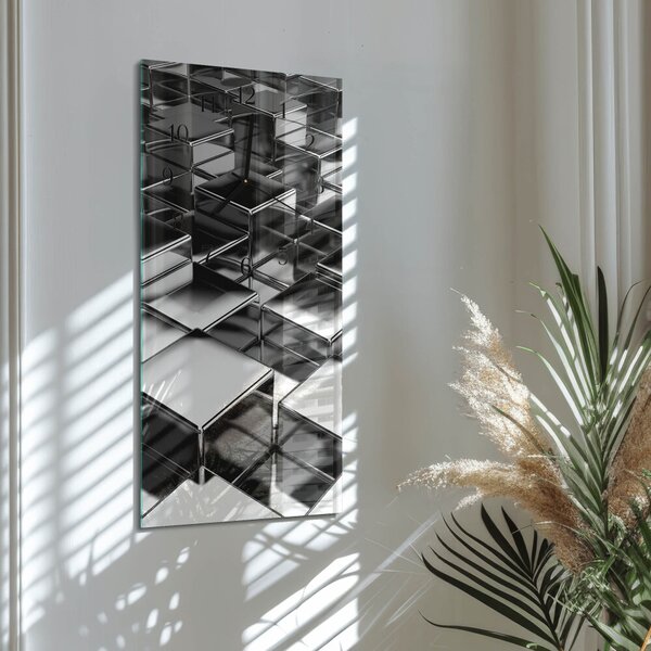 Skleněné hodiny vertikální Kovové kostky zsppc-30x60-00172678