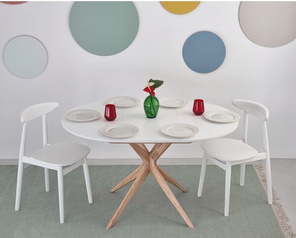 Kulatý rozkládací jídelní stůl s přídavnou deskou ø 90 cm Jubi – Ragaba
