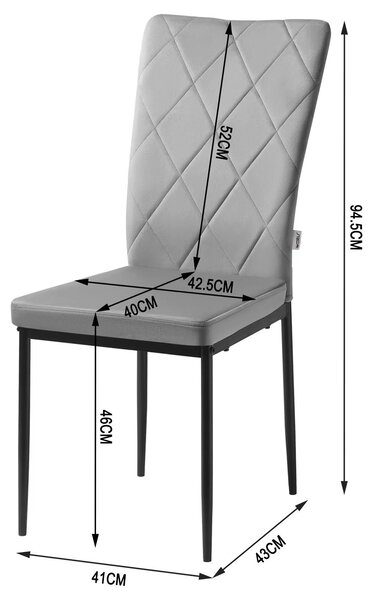 Židle - Jídelní židle - Sada 4 sametových jídelních židlí - Ergonomické - Kovové nohy - Vysoké opěradlo