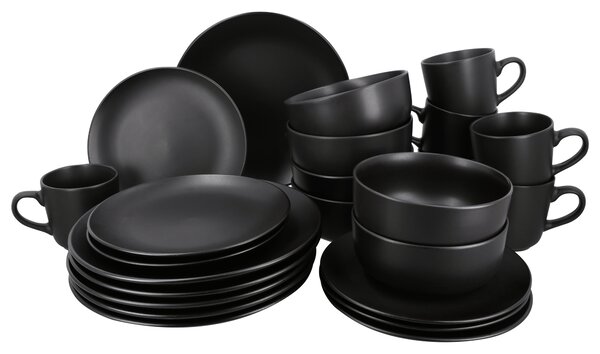 Silvercrest® Jídelní servis, 24dílná sada (černá) (100395229001)