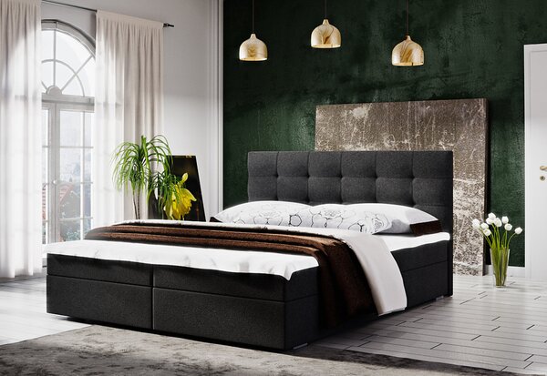 Čalouněná postel LAKE 2 + rošt + matrace + topper, 140x200, Cosmic 100