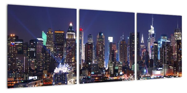 Obraz města - noční záře města (90x30cm)