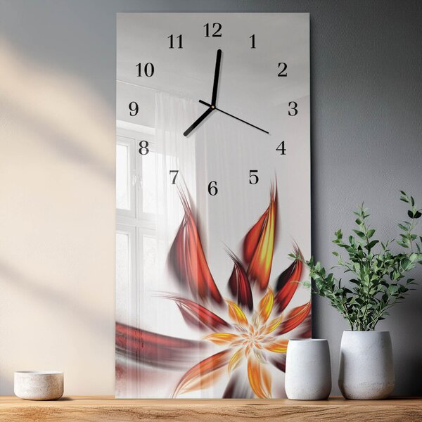 Skleněné hodiny vertikální Květ zsppc-30x60-00057479