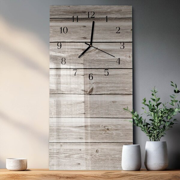 Skleněné hodiny vertikální Dřevěné proužky zsppc-30x60-00171580
