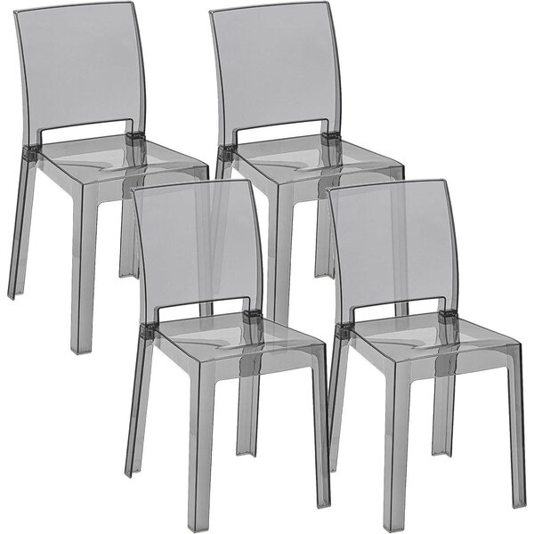 Plastová židle - Průhledná židle - Židle s tvarovaným sedákem - Stolek - Jídelní židle - Ergonomická židle s prohnutou opěradlem