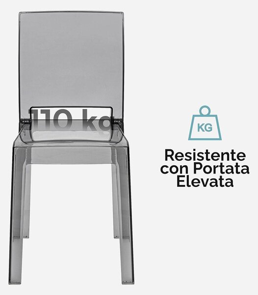 Plastová židle - Průhledná židle - Židle s tvarovaným sedákem - Stolek - Jídelní židle - Ergonomická židle s prohnutou opěradlem