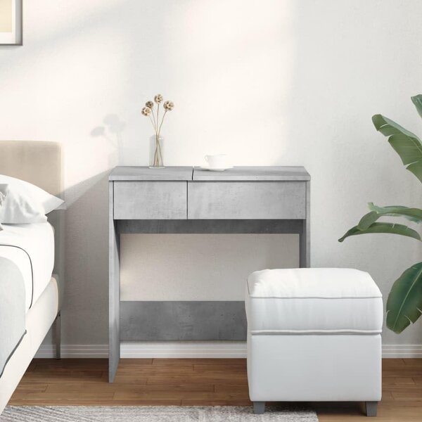 Kaptafel – Toaletní stolek v odstínu šedé betonu se zrcadlem a zásuvkou – Kompaktní nábytek do ložnice, rozměry 73x46,5x120 cm