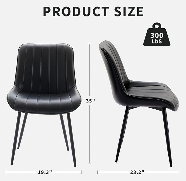 Jídelní židle - Židle - Kuchyňské židle - Kávové židle - Černá sada dvou židlí - Ergonomický design