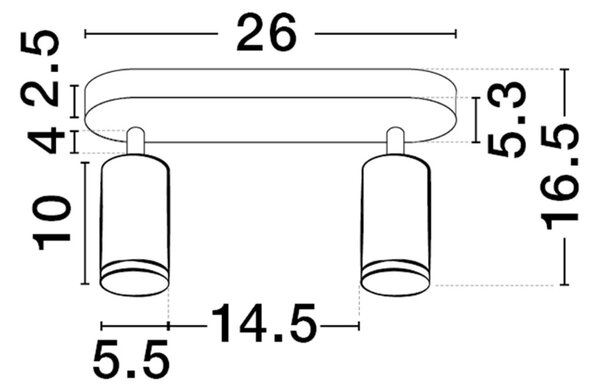 Nova Luce Černé kovové bodové světlo Mao 26 cm
