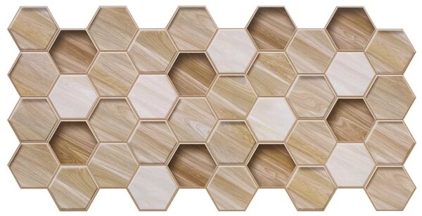 3D obkladový omyvatelný panel PVC Hexagon Dub 976x493mm