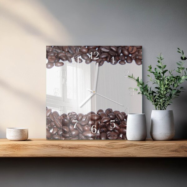 Skleněné hodiny Kávová zrna zskb-30x30-00092460
