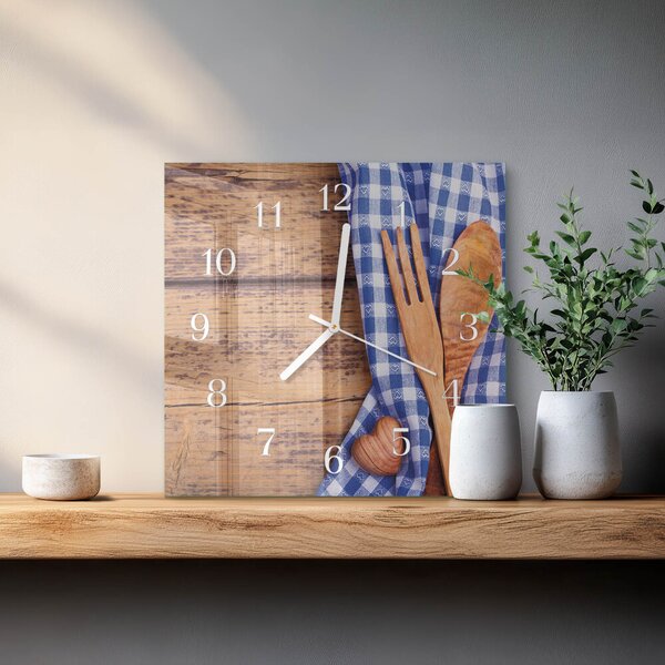Skleněné hodiny Dřevěné a příbory zskb-30x30-00090975