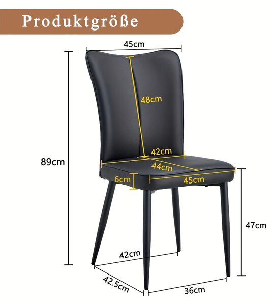 Sada dvou černých, minimalistických jídelních židlí potažených umělou kůží (PU)